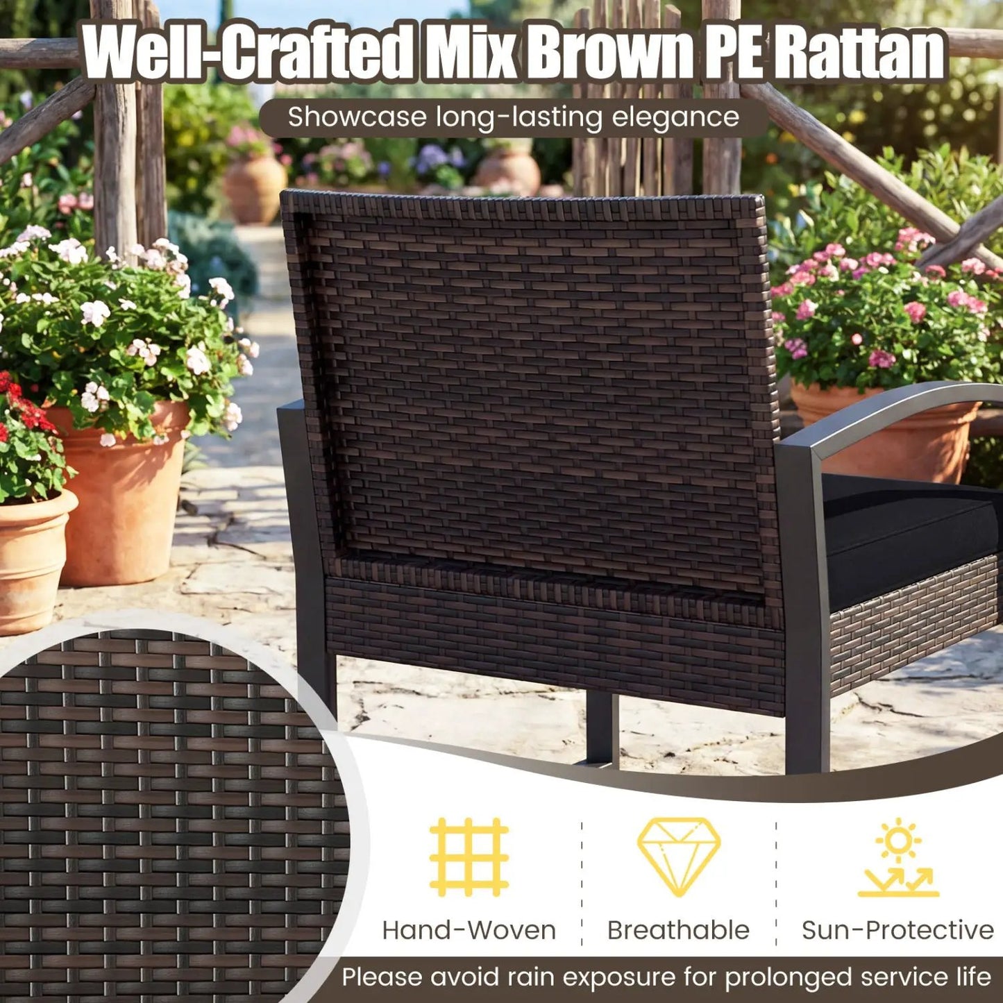 5-Piece Patio Conversation Set With 2 Ottomans