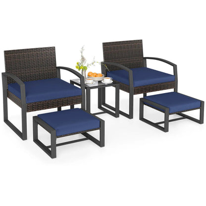 5-Piece Patio Conversation Set With 2 Ottomans