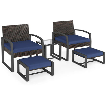 5-Piece Patio Conversation Set With 2 Ottomans