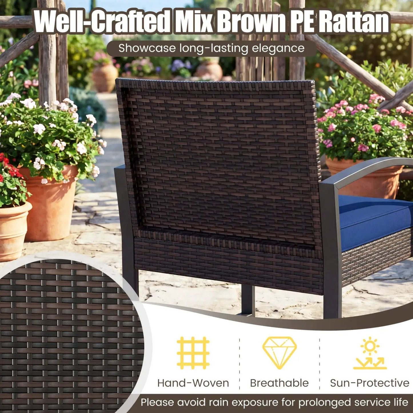 5-Piece Patio Conversation Set With 2 Ottomans