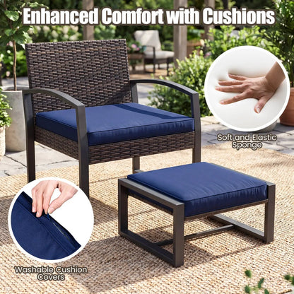 5-Piece Patio Conversation Set With 2 Ottomans