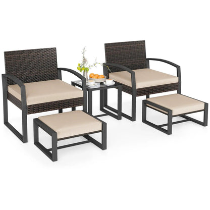 5-Piece Patio Conversation Set With 2 Ottomans