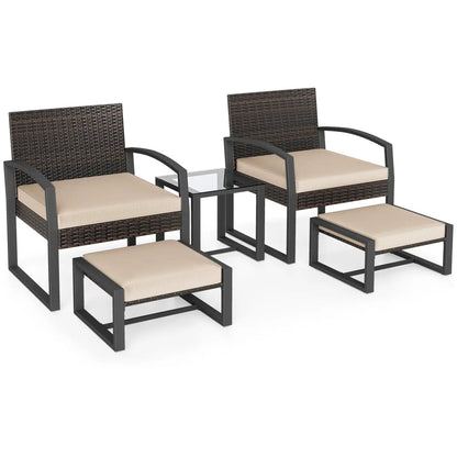 5-Piece Patio Conversation Set With 2 Ottomans