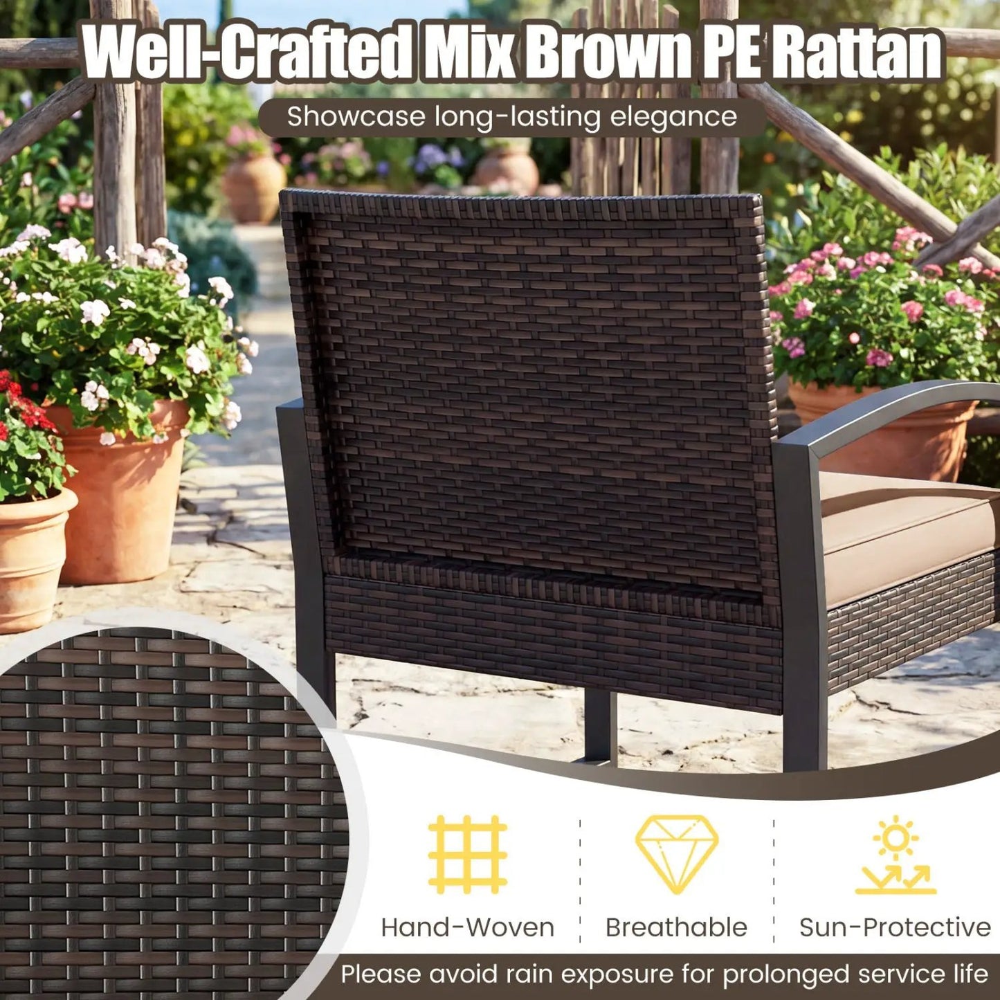 5-Piece Patio Conversation Set With 2 Ottomans