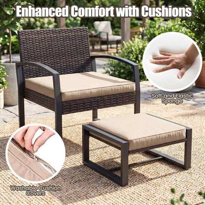 5-Piece Patio Conversation Set With 2 Ottomans