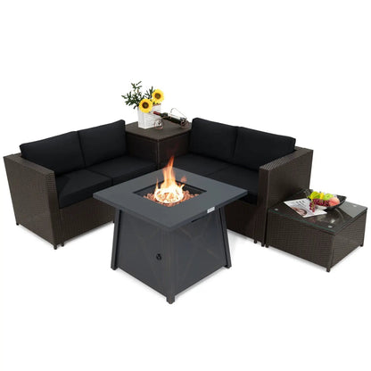 5 Piece Patio Set with 50k BTU Fire Pit Table