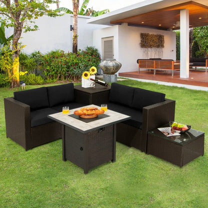 5-Piece Patio Furniture Set with Gas Fire Pit