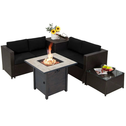 5-Piece Patio Furniture Set with Gas Fire Pit