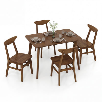 5-Piece solid wood dining table set with four chairs in warm brown finish DirectDeals on Tampa Home & Garden Store