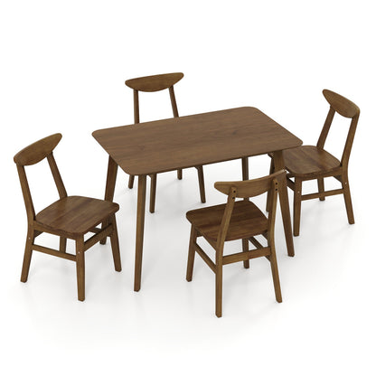 5-piece solid wood dining set for small spaces with table and four chairs in brown on Tampa Home & Garden Store