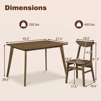 5-Piece Solid Wood Dining Table Set for Small Space in brown finish by DirectDeals on Tampa Home & Garden Store