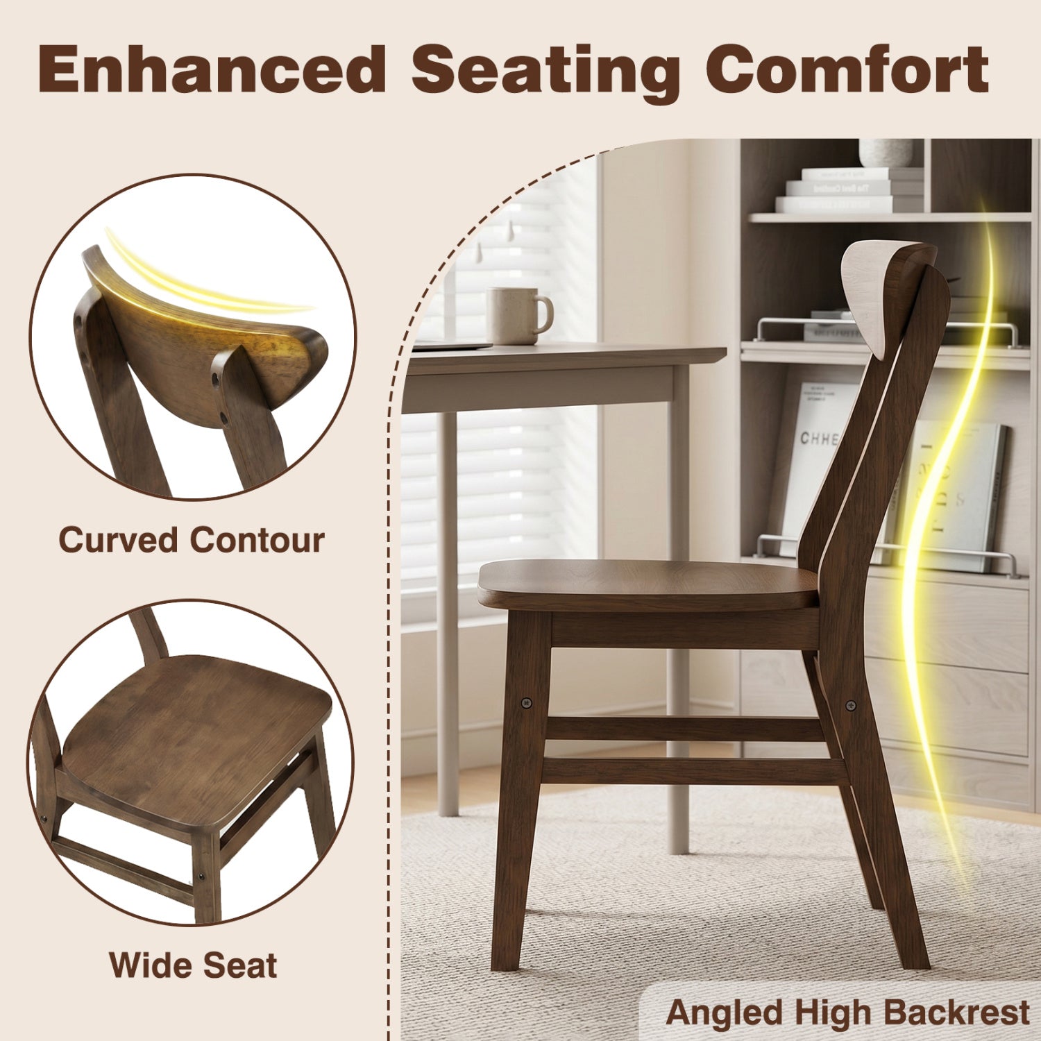 5-Piece Solid Wood Dining Set for Small Space by DirectDeals, curved contour seats, angled back on Tampa Home & Garden Store