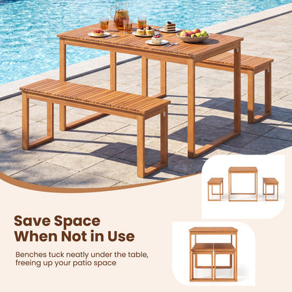 Outdoor Acacia Wood Dining Table with Slatted Tabletop for Garden