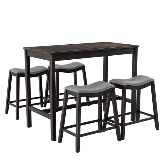 Juego de comedor de 5 piezas con 4 taburetes tapizados