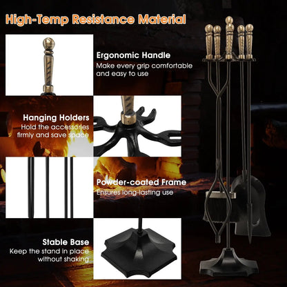 31 Inch Five Piece Hearth Tool Set for Fireplace