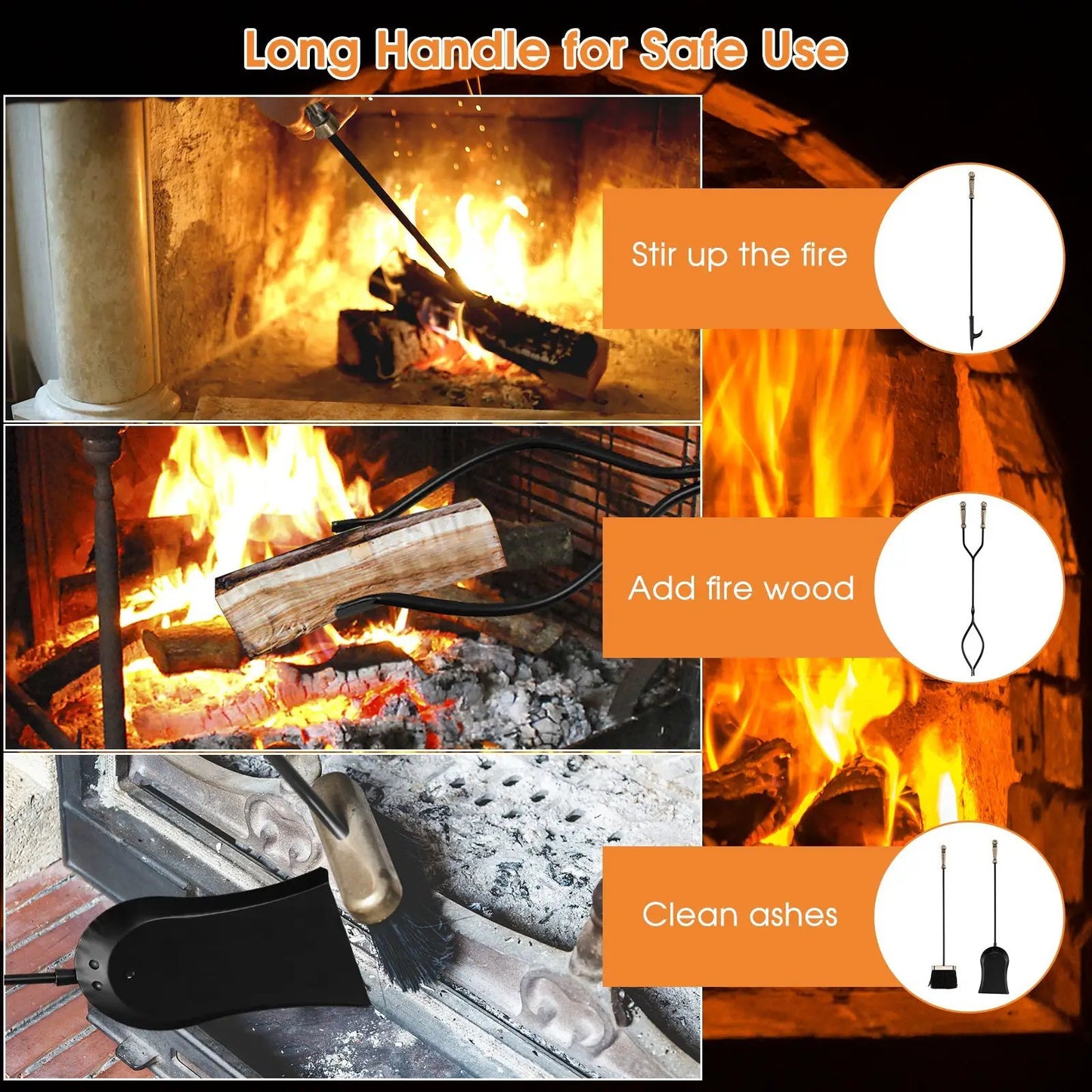 31 Inch Five Piece Hearth Tool Set for Fireplace