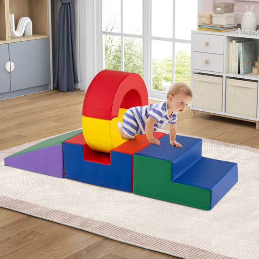 5 Pieces Kids Climbing Toys with PU Leather Cover-Multicolor - Tampa Home & Garden Store