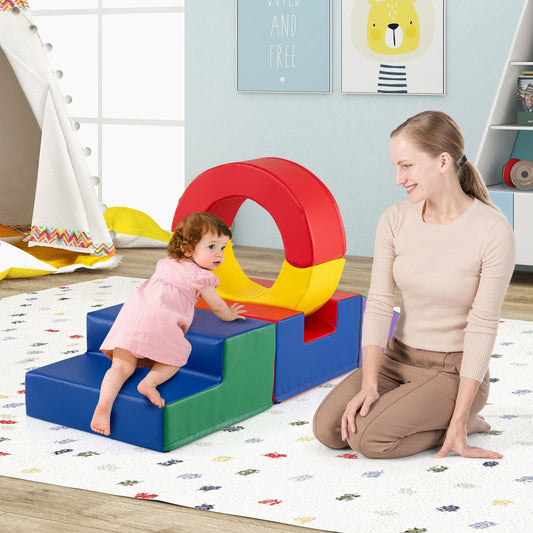 5 Pieces Kids Climbing Toys with PU Leather Cover-Multicolor - Tampa Home & Garden Store
