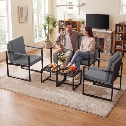 5 Pieces Living Room Set with 2 Accent Chairs and 2 Coffee Tables