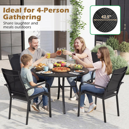 DirectDeals 5-piece dining set for four with a 42.5-inch round black metal table and four chairs on Tampa Home & Garden Store