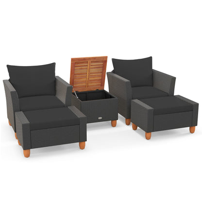 5-Piece Patio Conversation Set with Storage Table in gray wicker cushions DirectDeals on Tampa Home & Garden Store