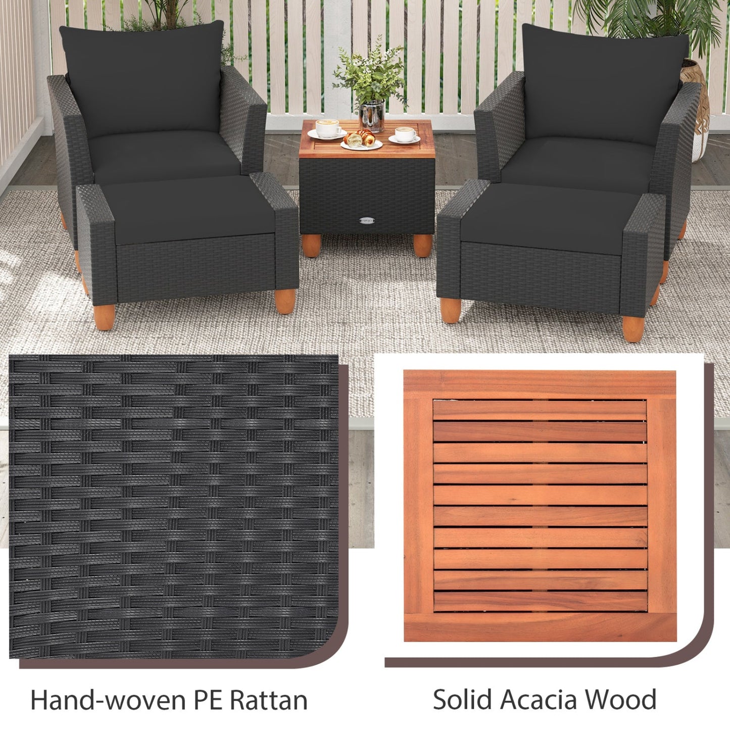 DirectDeals 5-Piece Patio Conversation Set with Storage Table in dark PE rattan on Tampa Home & Garden Store