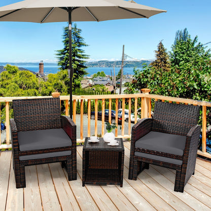 5-piece gray patio rattan furniture set with ottoman and glass coffee table DirectDeals on Tampa Home & Garden Store
