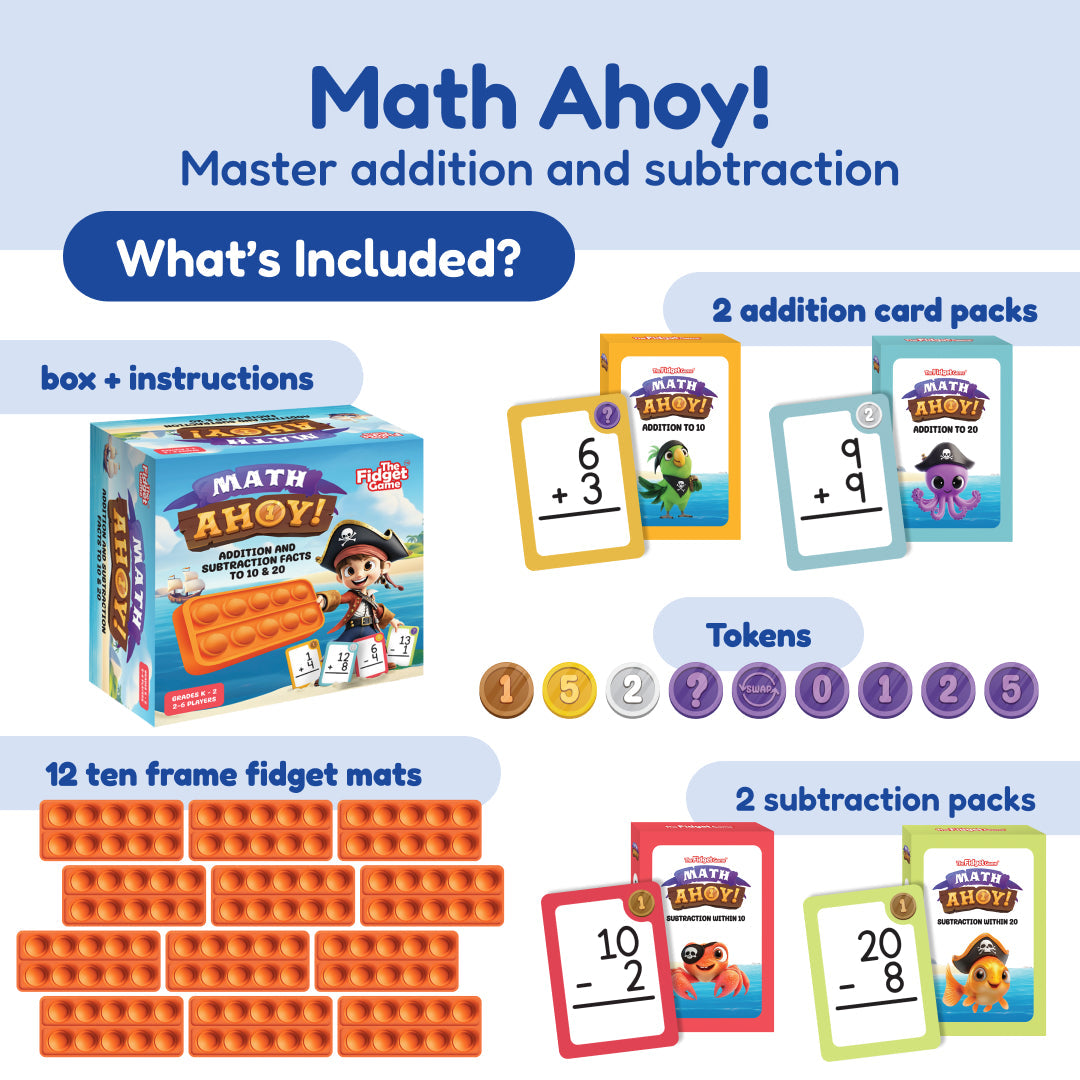 Pre-K Readiness Backpack educational toy by The Fidget Games Math Ahoy! add/sub 2 packs on Tampa Home & Garden Store