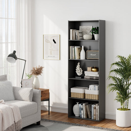 5-Shelf Storage Bookcase Modern Multi-Functional Display Cabinet Furniture-Black - Tampa Home & Garden Store