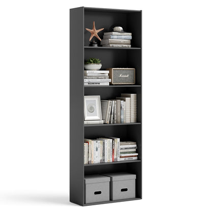 Estantería de almacenamiento de 5 estantes Mueble expositor moderno multifuncional-Negro