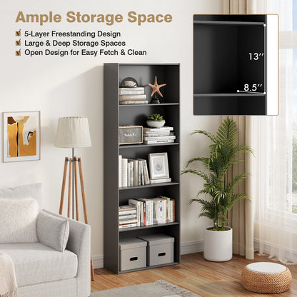 Estantería de almacenamiento de 5 estantes Mueble expositor moderno multifuncional-Negro