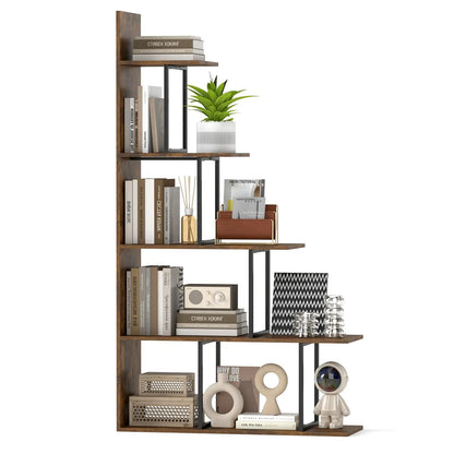 Five Tier Stepped Bookshelf With Metal Frame