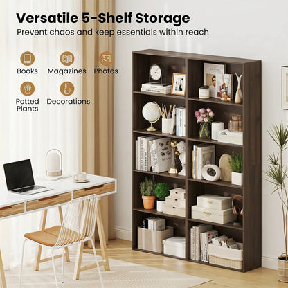 5-Tier Bookshelf Open Display Storage Organizer