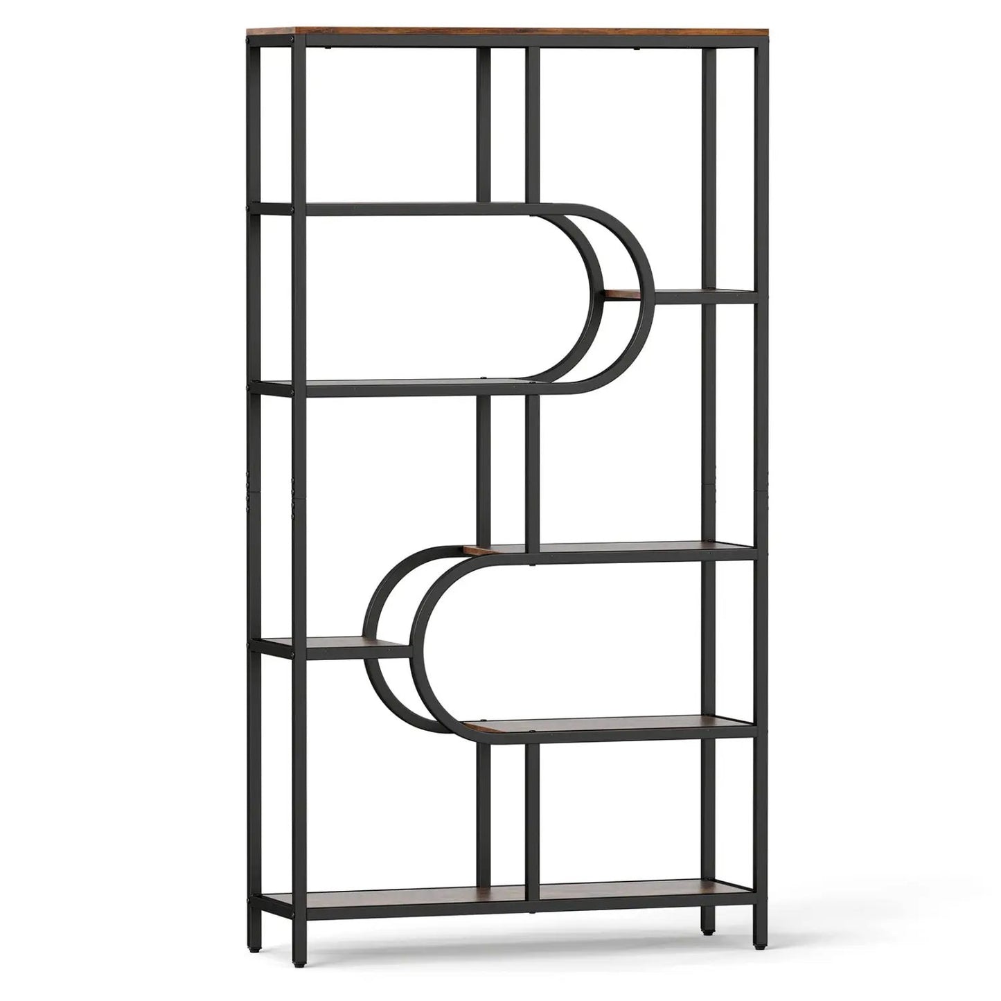 Tall Etagere Bookcase With Shelves and U Shape