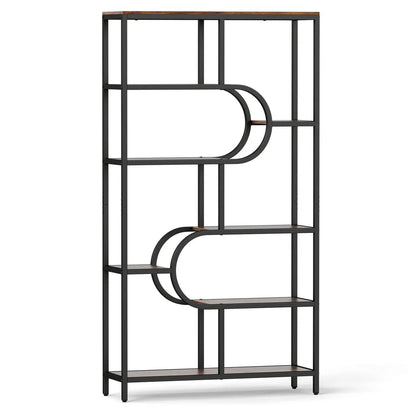 Tall Etagere Bookcase With Shelves and U Shape