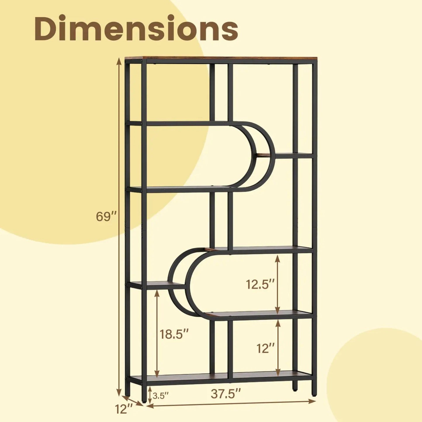 Tall Etagere Bookcase With Shelves and U Shape