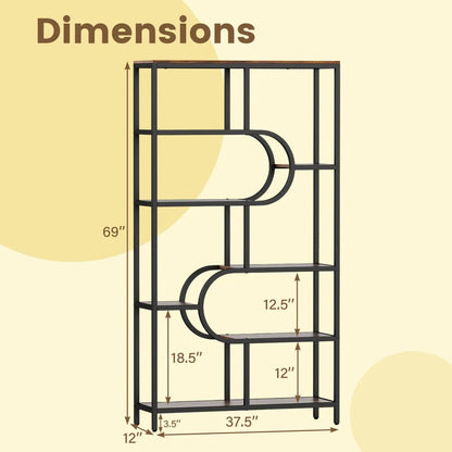 Tall Etagere Bookcase With Shelves and U Shape
