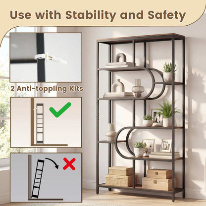 Tall Etagere Bookcase With Shelves and U Shape