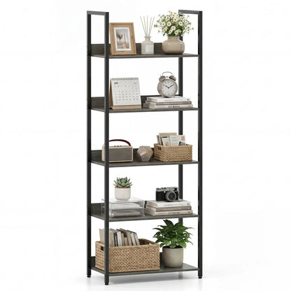 5-Tier Bookshelf Tall Wooden Open Bookcase