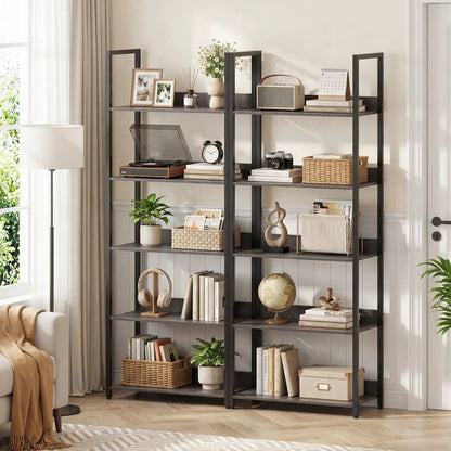 5-Tier Bookshelf Tall Wooden Open Bookcase