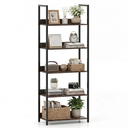 5-Tier Bookshelf Tall Wooden Open Bookcase