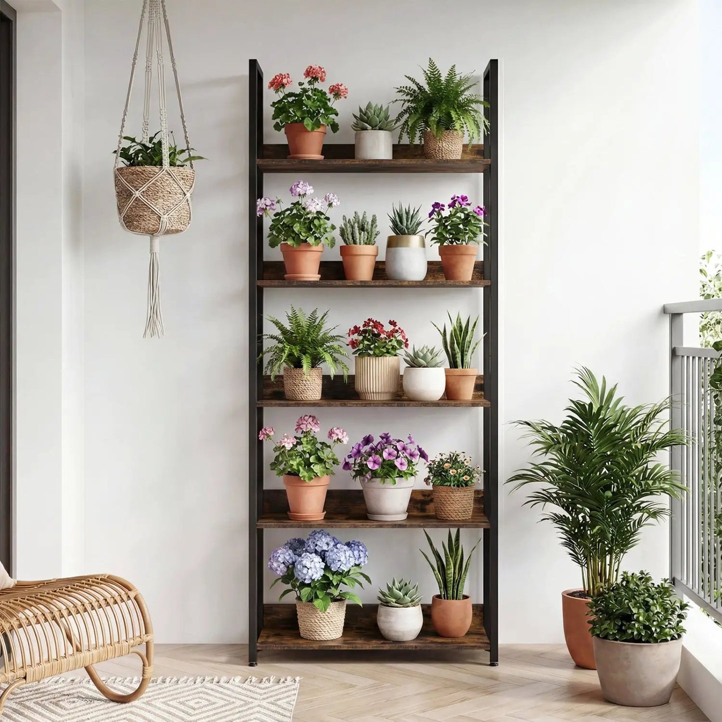 5-Tier Bookshelf Tall Wooden Open Bookcase