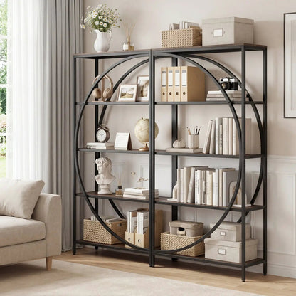 5-Tier Bookshelf with Half-Moon Shape for Living Room and Home Office