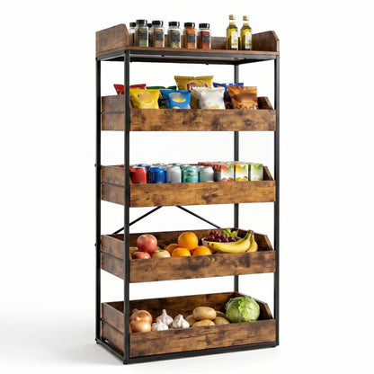 Five Tier Food Storage Rack with Pull Out Drawers