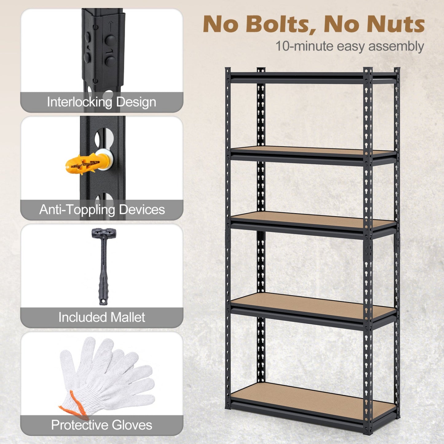 5-Tier Garage Shelving Unit Heavy Duty Metal