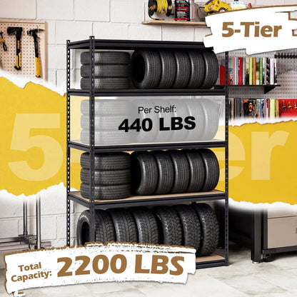 5 Tier Heavy Duty Shelving Unit 2200 Lbs Capacity