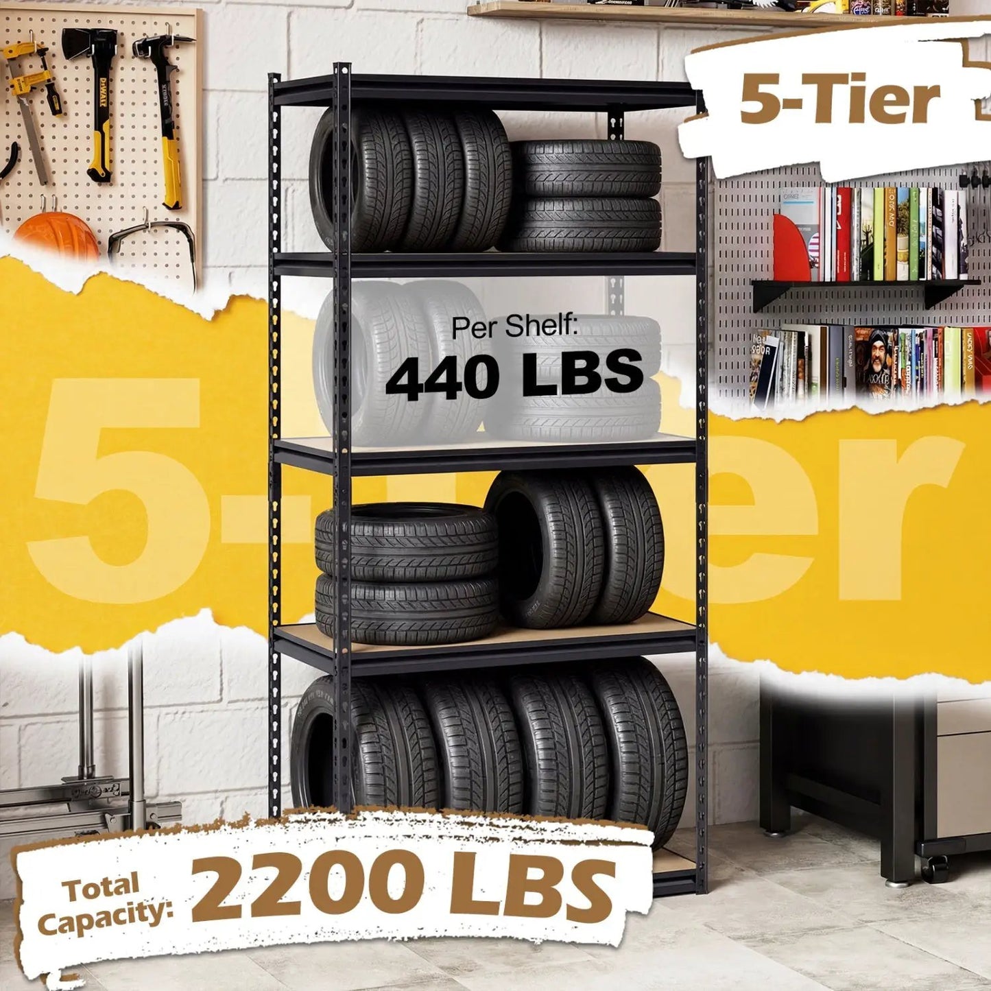 5-Tier Garage Shelving Unit with 2200 LBS