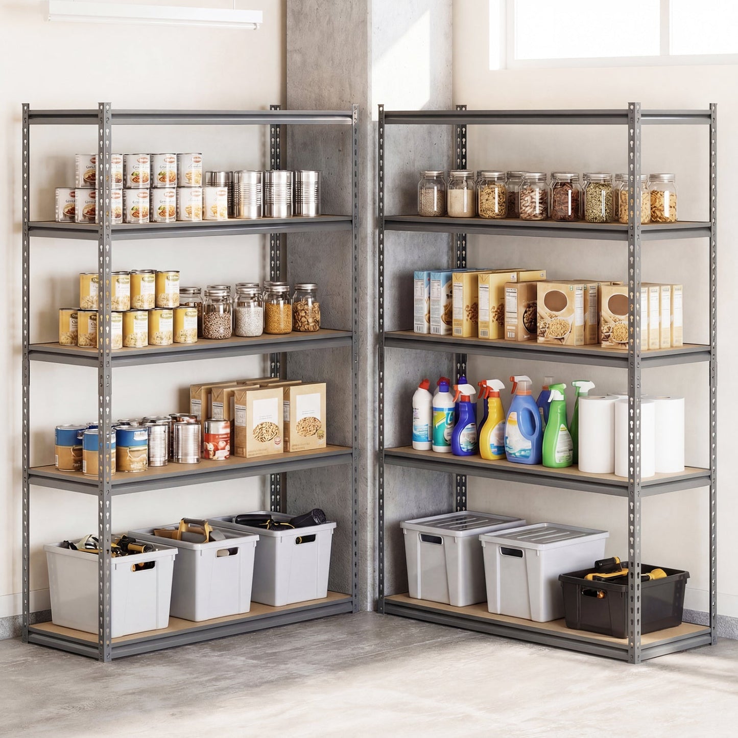 Five Tier Garage Shelving Unit 2200 Lbs Capacity