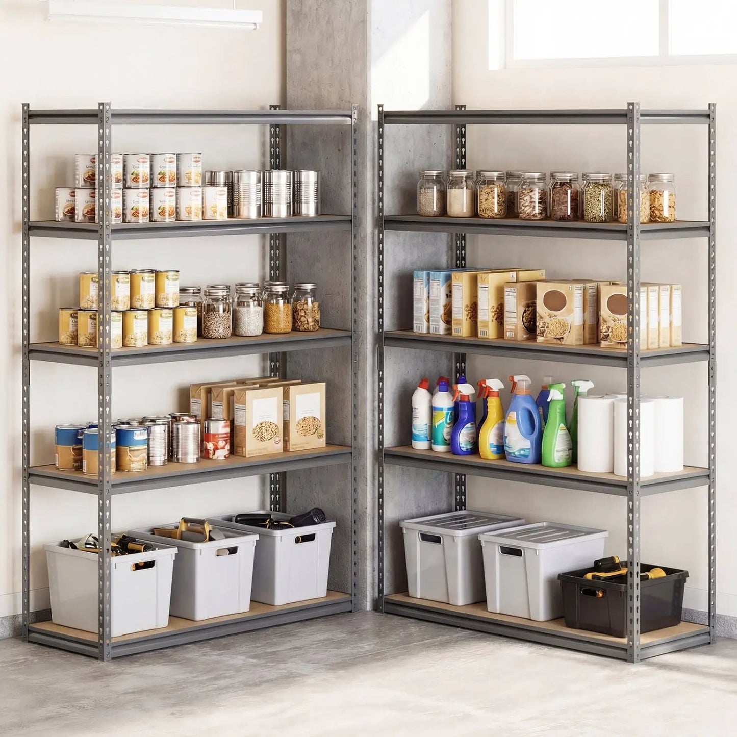 Five Tier Garage Shelving Unit 2200 Lbs Capacity