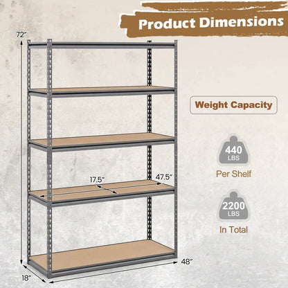Five Tier Garage Shelving Unit 2200 Lbs Capacity